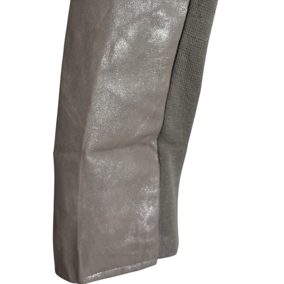 Twin Set Simona Barbieri Size small 100% Genuine Lamb Leather Beige/Gray jacket - Picture 6 of 17